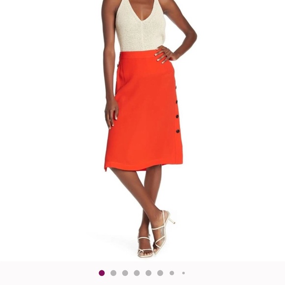 Madewell Women's Red Side Button Skirt - Picture 2 of 10